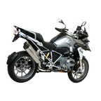 BMW R 1200 GS 2017-2018 con terminale Arrow Maxi Race-Tech in versione titanio, vista posteriore, foto di gamma del costruttore