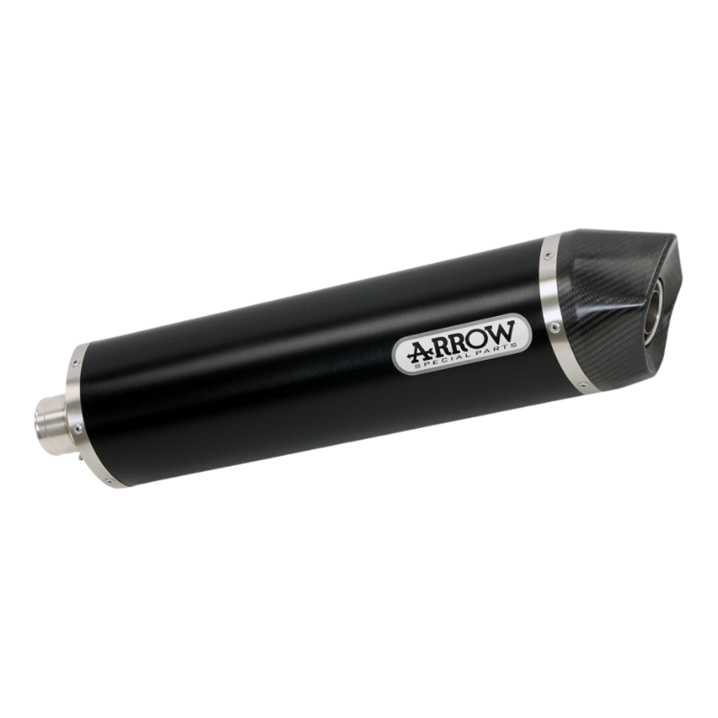 Arrow 71805AKN terminale Maxi Race-Tech omologato: corpo in alluminio «Dark» nero, anelli e raccordo color argento, fondello in carbonio, per BMW R 1200 GS e R 1250 GS anche Adventure
