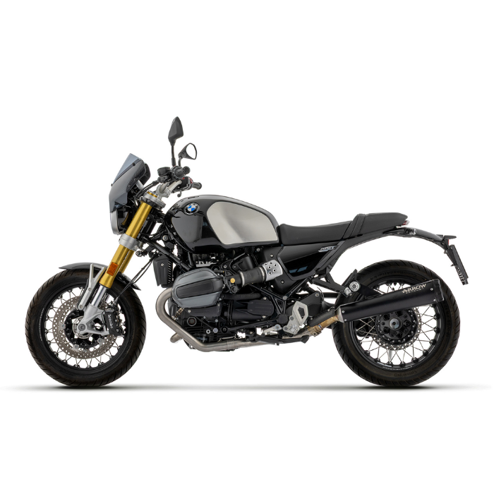 Collettori Arrow 72210PD in inox sotto il motore della BMW R 12 nineT, fiancata destra