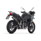 BMW F 800 GS grigia con impianto Arrow Indy Race EVO Dark, tre quarti posteriore