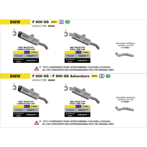 Schemi di montaggio Arrow del 72653PK su BMW F 800 GS e F 900 GS / GS Adventure