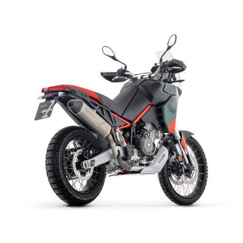 Aprilia Tuareg 660 da tre quarti posteriore con il terminale Arrow 72663PO montato