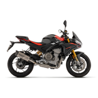 Aprilia Tuono 660 vista di lato con un kit di scarico completo Arrow montato