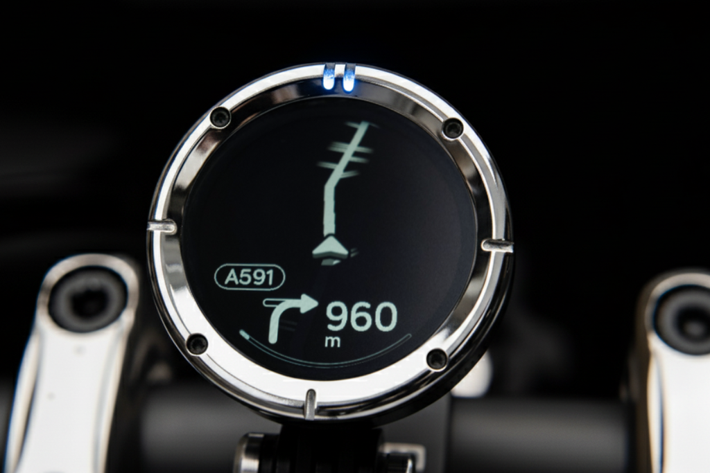 Beeline Moto II Navigatore Moto Bluetooth BEELINEMOTO2BLK: navigatore acceso montato sulla moto