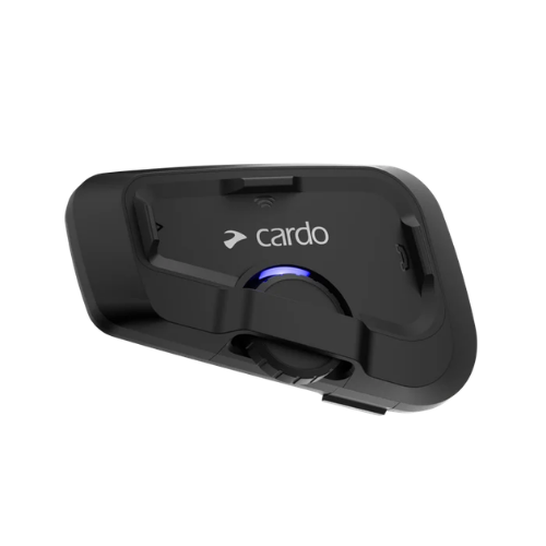 Cardo Freecom 2X vista frontale con la ruota dei controlli e i tasti laterali