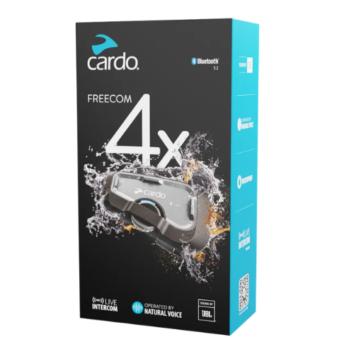 Confezione Cardo Freecom 4X Single FRC4X003 con Sound by JBL e comandi vocali