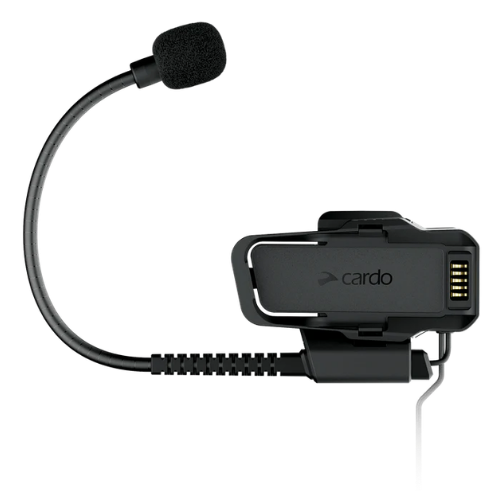 Dettaglio culla Air Mount e microfono a braccio del kit casco jet Cardo Packtalk