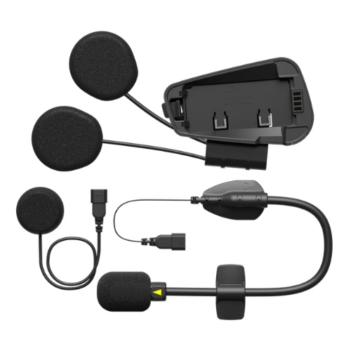 Contenuto kit Cardo secondo casco: altoparlanti HD 40 mm, due microfoni e supporto