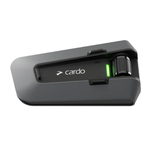 Cardo Packtalk Edge sul supporto magnetico Air Mount, vista di tre quarti