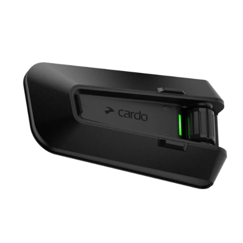 Cardo Packtalk Pro agganciato alla base Air Mount magnetica, vista laterale