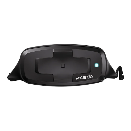 Interfono Cardo Packtalk-S nero visto dall alto con microfono cablato integrato
