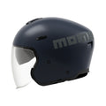 Casco jet Momo Design AERO blu profondo opaco con lettering MOMO, fianco destro