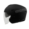 Casco jet Momo Design AERO nero opaco con lettering MOMO grigio scuro, fianco destro