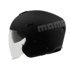 Casco jet Momo Design AERO nero opaco con lettering MOMO grigio scuro, fianco destro