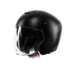 Momo Design AERO nero opaco, tre quarti anteriore destro con visiera alzata