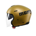 Casco jet Momo Design AERO oro opaco con lettering MOMO grigio scuro, fianco destro