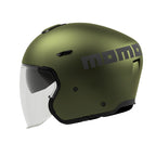 Casco jet Momo Design AERO verde militare opaco con lettering MOMO, fianco destro
