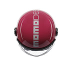 Casco jet Momo Design FGTR Classic Candy fucsia lucido, vista posteriore con scritta MOMODESIGN verticale bianca