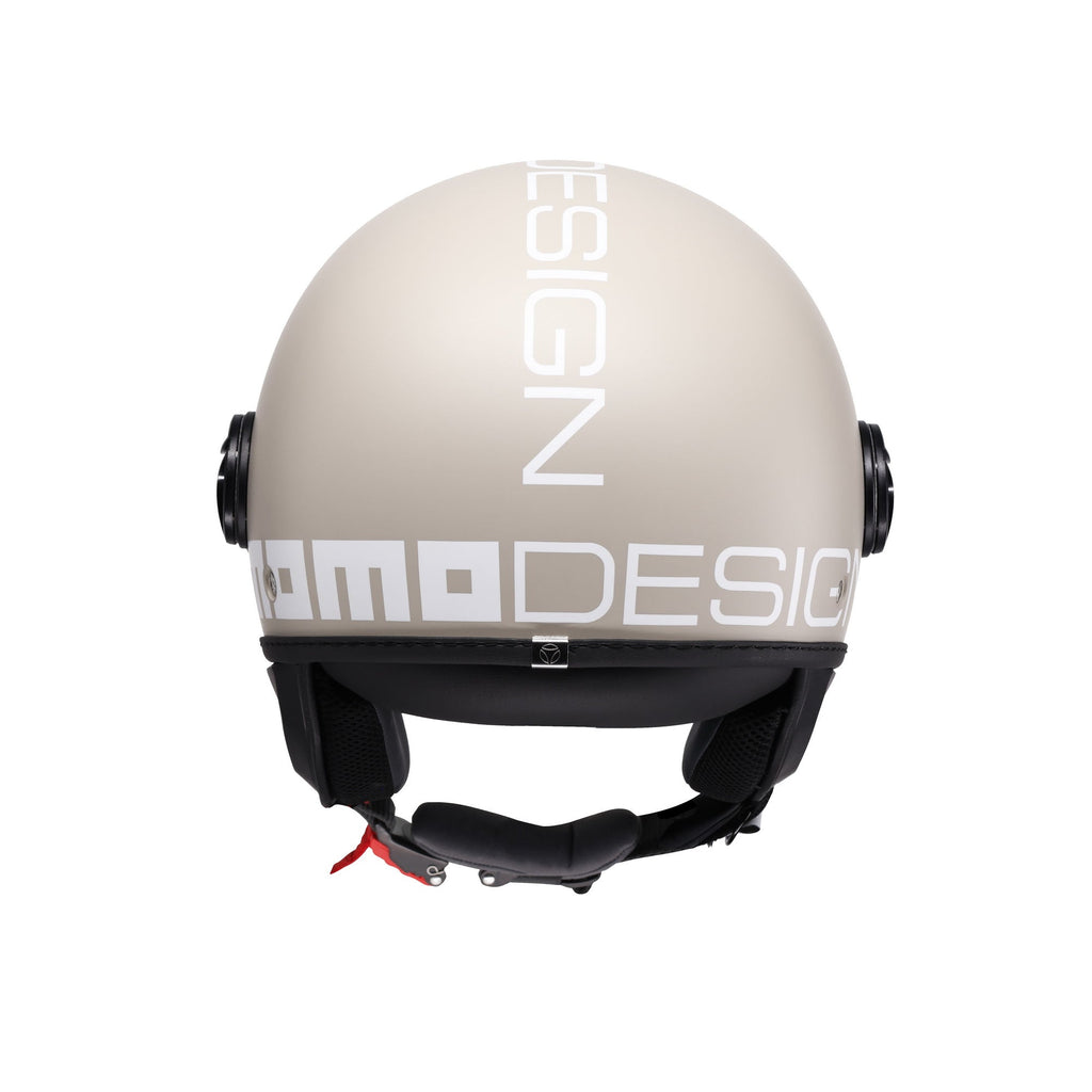 Casco jet Momo Design FGTR Classic Candy malted milk, lato sinistro con nottolino nero