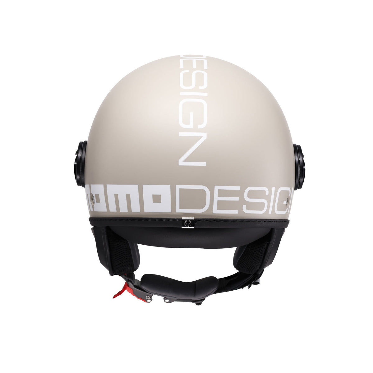 Casco jet Momo Design FGTR Classic Candy malted milk, lato sinistro con nottolino nero