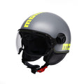 Casco jet Momo Design FGTR Classic Fluo grigio opaco, lato sinistro con visiera abbassata