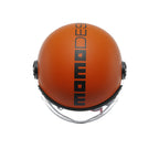 Casco jet Momo Design FGTR Classic Mono arancione opaco, vista posteriore con scritta MOMODESIGN verticale nera