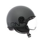 Casco jet Momo Design FGTR Classic Mono grigio opaco, lato destro con scritta MOMODESIGN nera
