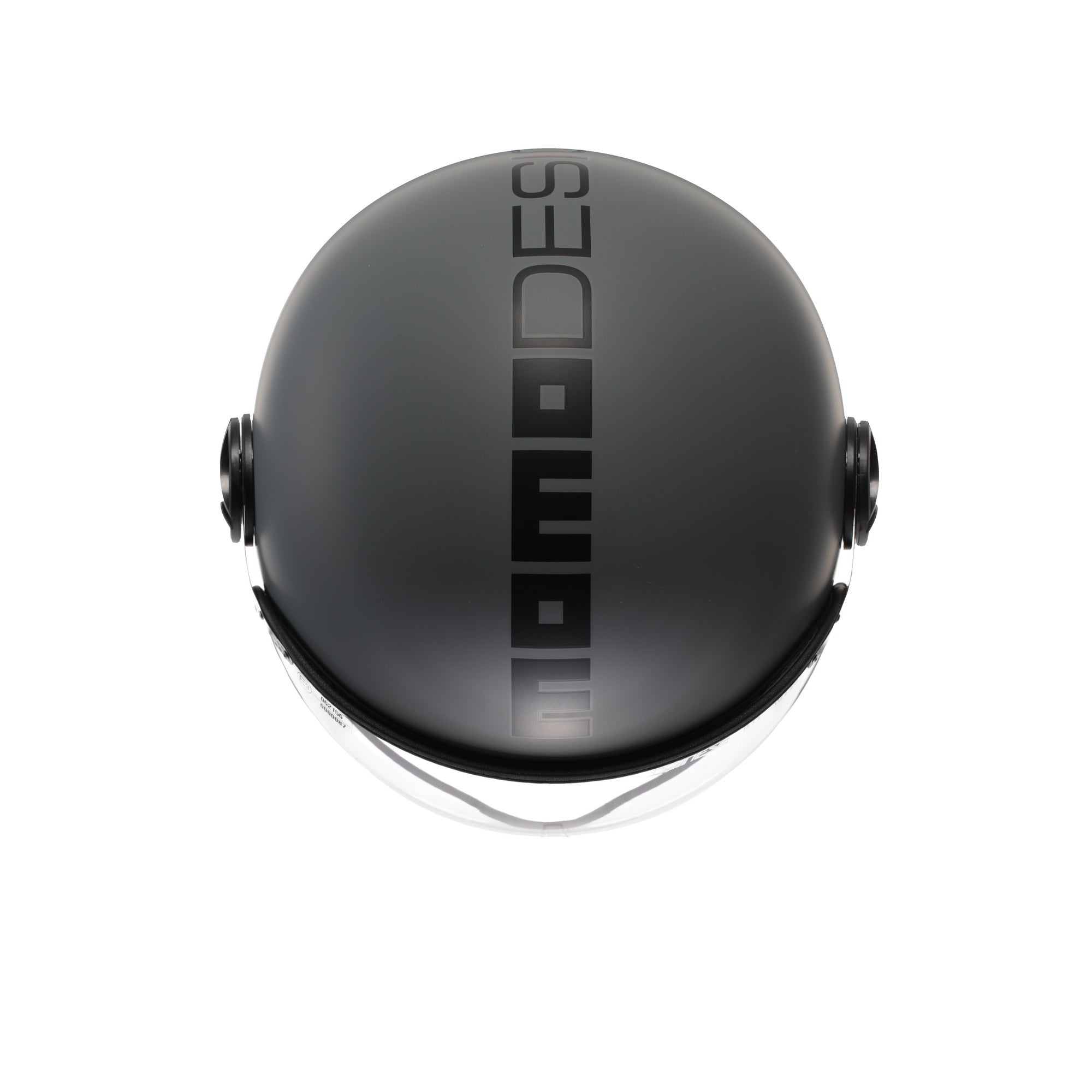 Casco jet Momo Design FGTR Classic Mono grigio opaco, vista tre quarti posteriore