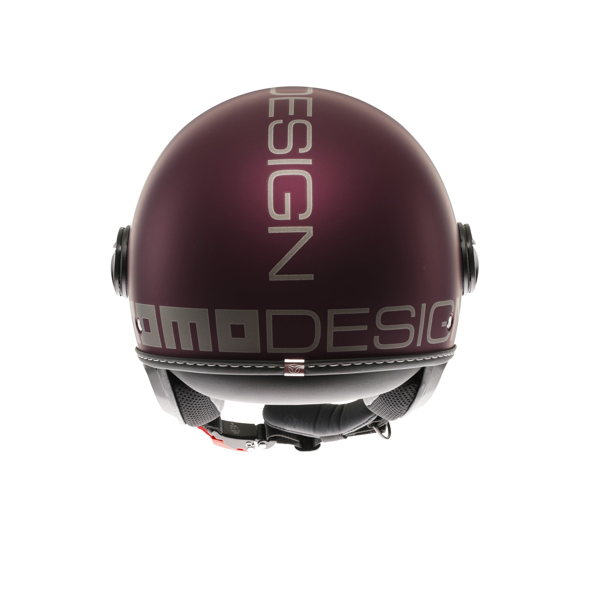 Casco jet Momo Design FGTR EVO amarena opaco, lato sinistro con scritta MOMO DESIGN silver