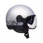 Casco jet Momo Design FGTR EVO E2206 grigio opaco, vista frontale con sottogola micrometrico