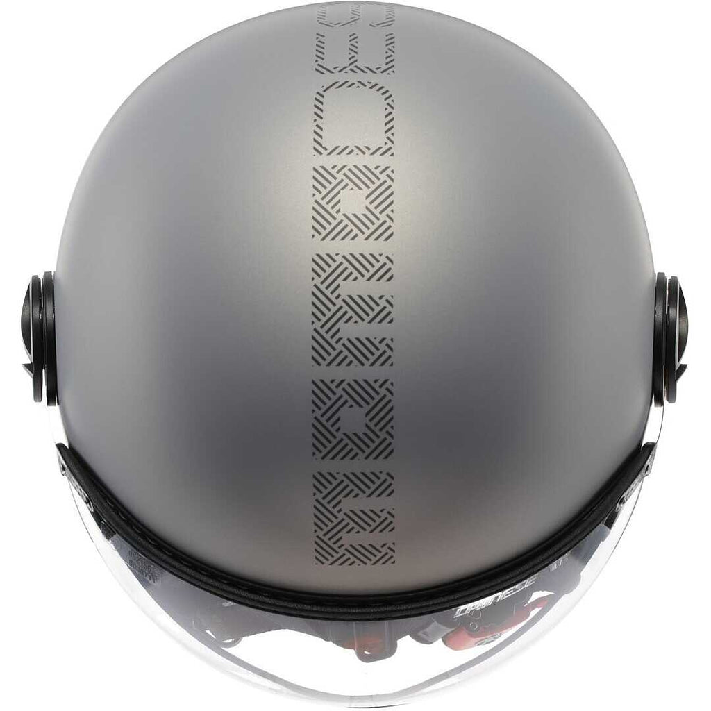 Casco jet Momo Design FGTR EVO HIP grigio opaco, vista dall'alto con la texture ceruleo