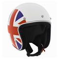 Casco jet Vespa Nazioni 2.0 Inghilterra bianco con bandiera Union Jack sul lato, vista tre quarti