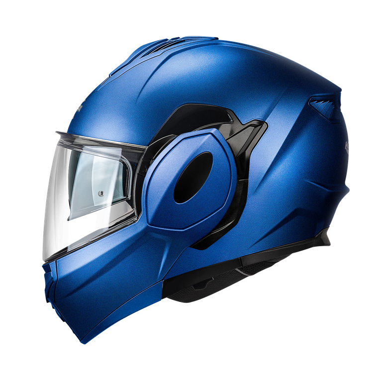 Casco modulare flip-back Kappa KV55 Blu Opaco, vista laterale sinistra con mentoniera chiusa