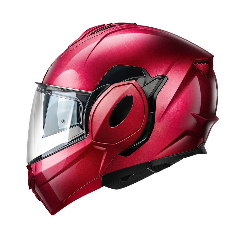 Casco modulare flip-back Kappa KV55 Bordeaux Lucido, vista laterale sinistra con mentoniera chiusa