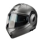 Casco modulare flip-back Kappa KV55 Titanio Opaco, vista tre quarti anteriore sinistra con mentoniera chiusa