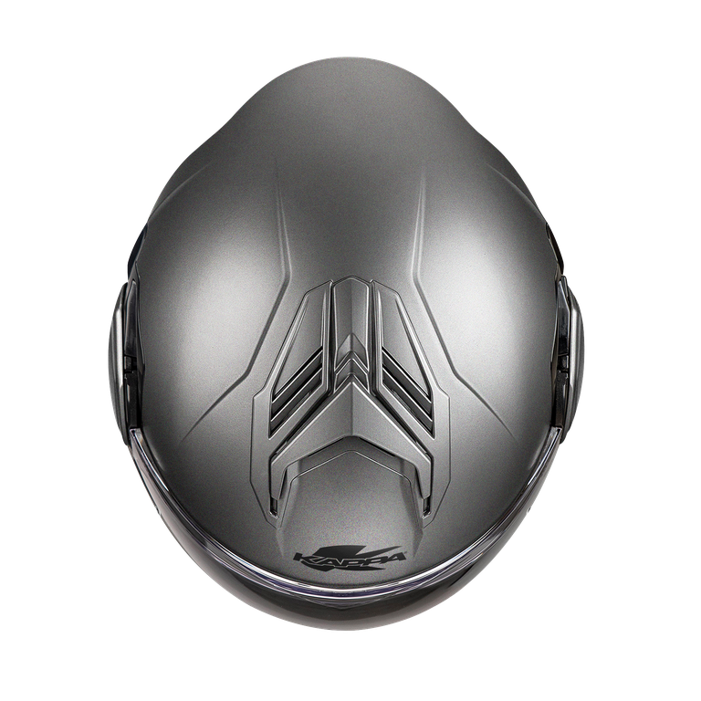 Casco modulare flip-back Kappa KV55 Titanio Opaco, vista dall'alto con la presa d'aria superiore