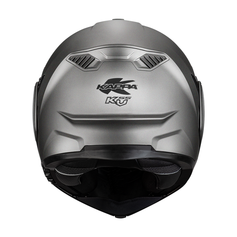 Casco modulare flip-back Kappa KV55 Titanio Opaco, vista posteriore con i due estrattori d'aria