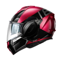 Casco modulare flip-back Kappa KV55 York Bordeaux Metallizzato / Nero / Titanio, vista laterale sinistra con la grafica York metallizzata