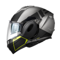 Casco modulare flip-back Kappa KV55 York Titanio Opaco / Nero / Giallo, vista laterale sinistra con la grafica York gialla