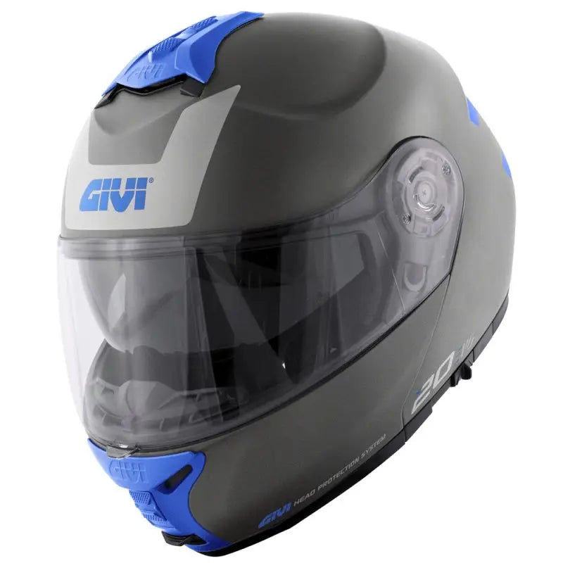 Givi X.20 Expedition EVO Argento/Blu Opaco - casco modulare vista frontale