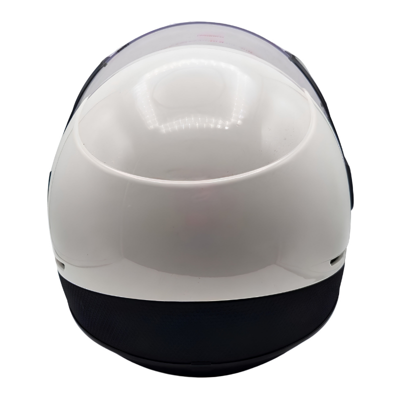 Casco demi-jet Piaggio PJ bianco lucido, vista posteriore della calotta