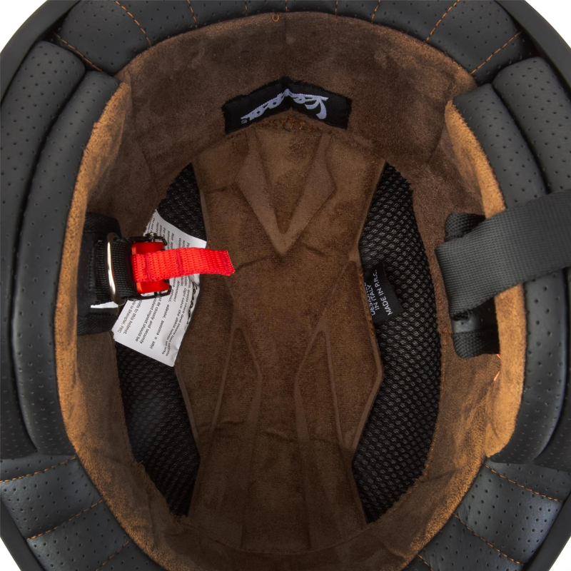 Interno del casco jet Vespa P-Xential 2.0: imbottitura marrone tabacco sfoderabile