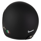 Casco jet Vespa P-Xential 2.0, lato con logo Vespa bianco e tricolore italiano