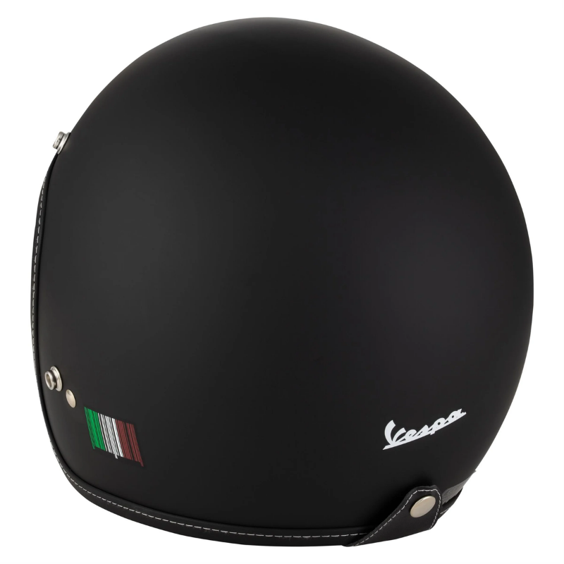 Casco jet Vespa P-Xential 2.0, lato con logo Vespa bianco e tricolore italiano