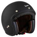 Casco jet Vespa P-Xential 2.0 nero opaco, tre quarti anteriore con interni marrone tabacco