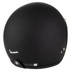 Casco jet Vespa P-Xential 2.0 nero opaco, vista posteriore con etichetta sulla calotta