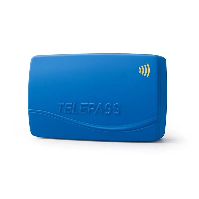 Cellularline Dispositivo Telepass NFC BTTELEPASSSMART: dispositivo Telepass blu con simbolo contactless, fondo bianco
