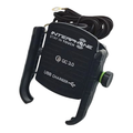 Interphone SMMOTOCRABUSB supporto telefono da moto con presa USB, vista frontale con cavo di alimentazione