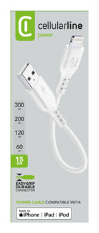 Cellularline Cavo Dati MFi USB Travel 15 cm per iPhone, Bianco USBDATACTRMFIIPH5: confezione del cavo 15 cm