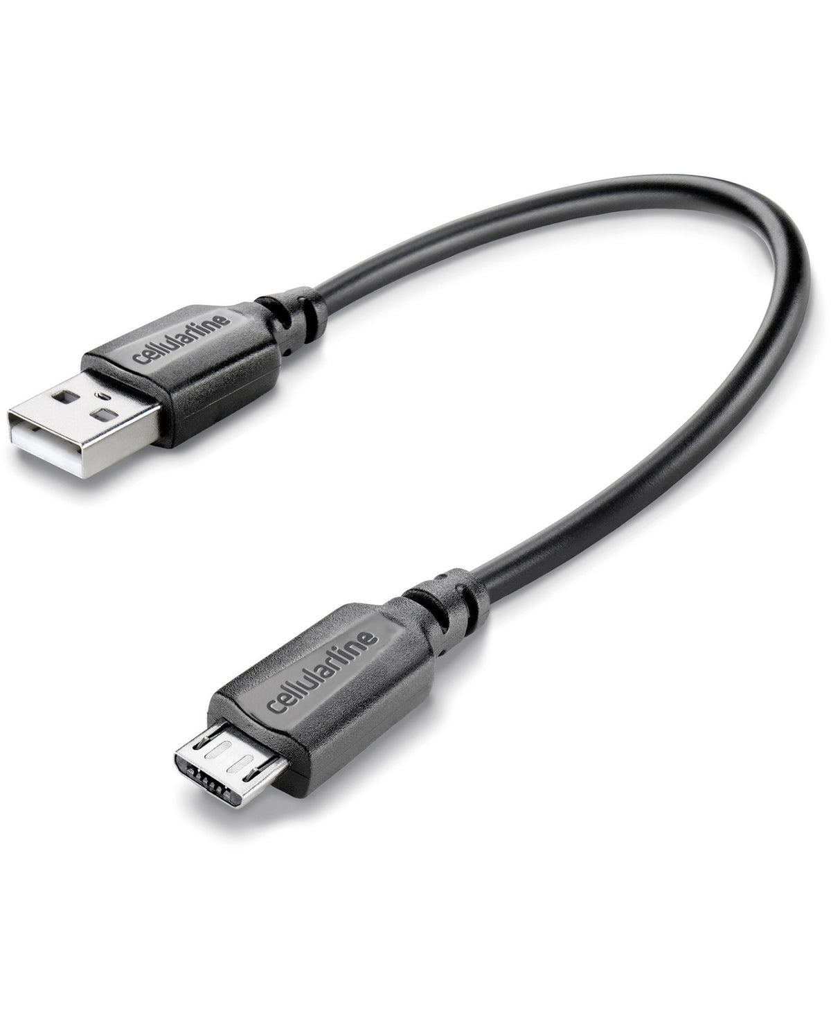 Cellularline Power Cable Cavo USB USBDATACTRMICROUSB: cavo nero USB-A / Micro USB 15 cm, fondo bianco